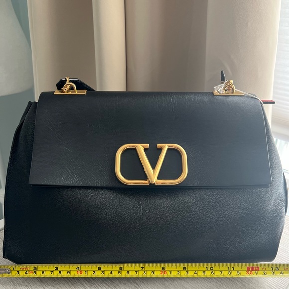 Valentino V-Ring Medium Leather Shoulder Bag - Picture 13 of 15